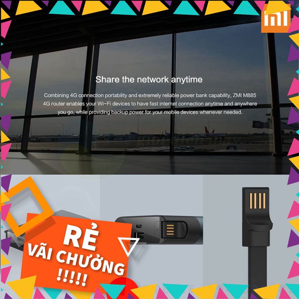 [SALE]  Bộ phát Wifi 4G di động kiêm sạc dự phòng Xiaomi ZMI MF885 - Bảo hành 12 tháng