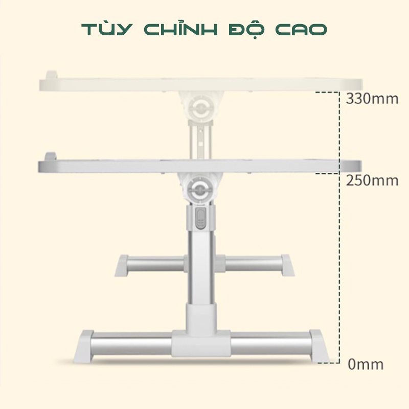 Bàn laptop có tản nhiệt ⚡️ 𝐅𝐑𝐄𝐄 𝐒𝐇𝐈𝐏 ⚡️ Bàn gấp ngồi giường - Bàn kê laptop tản nhiệt 52x30cm Điều chỉnh độ cao thấp