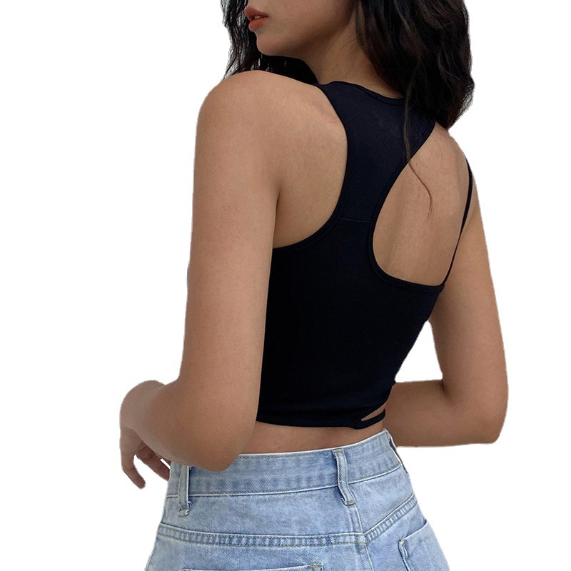 DUNEA Áo Croptop Dáng Ôm Thiết Kế Lệch Tà Quyến Rũ Cho Nữ