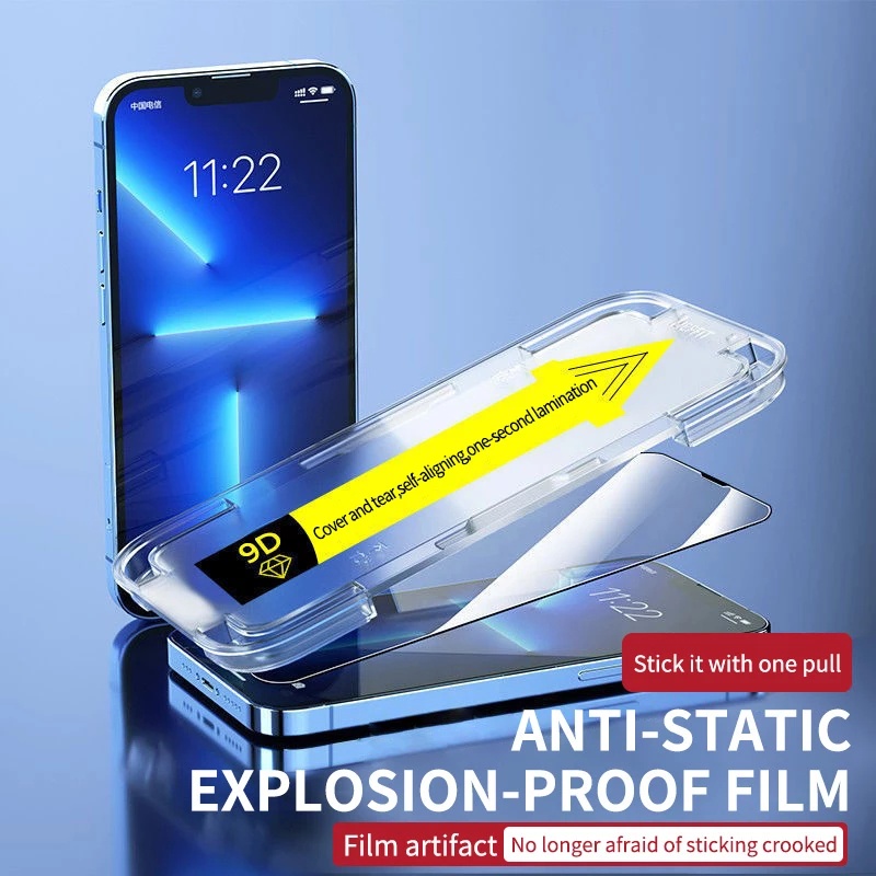 For Iphone 15 14 Pro Max Kính Cường Lực Khung Dán Tự Dộng Siêu Dễ Dán, Viền Mỏng, Chống Bám Bụi Khi Dán Cho for Iphone 14 13 Pro Max 13 Pro 13 12 Pro Max 12 Pro 12 12 Mini 11 Pro Max 11 XS Max XR