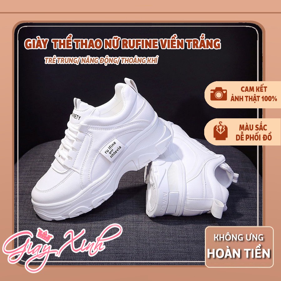 Giày thể thao nữ RUFINE,Giày thể thao nữ sneaker màu trắng viền RUFINE đẹp mã M010