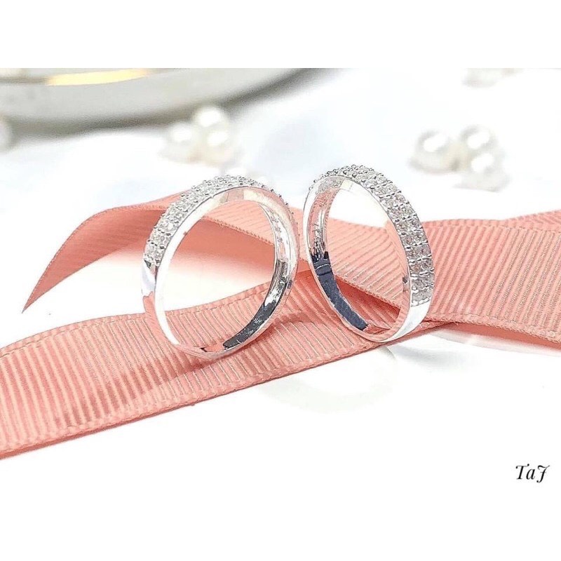 Nhẫn nữ bạc ta hai hàng đá nhỏ xinh xắn, dày dặn - Kho sỉ bạc Nhất Linh