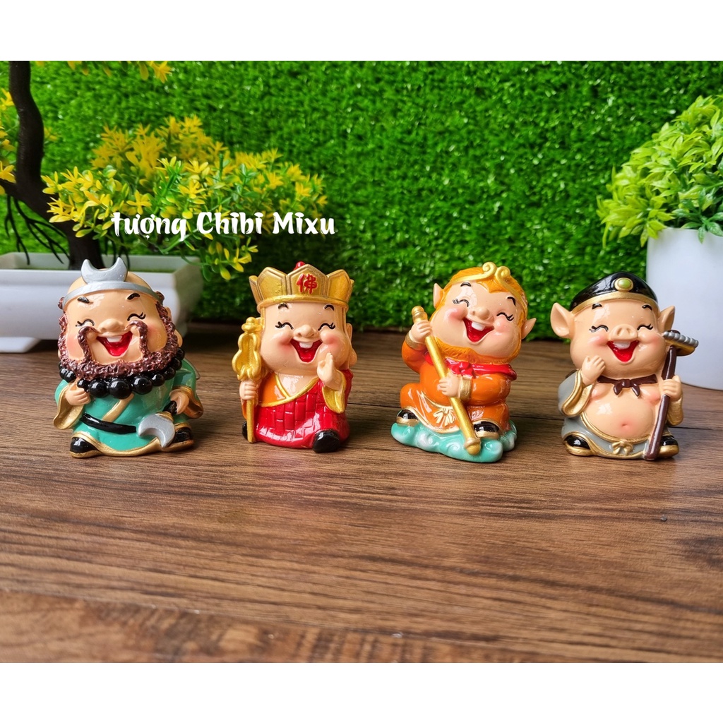 Bộ 04 tượng thầy trò Đường Tăng - tượng Tây Du Ký 6cm cao cấp