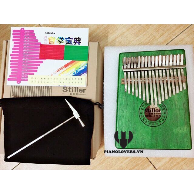 Đàn Kalimba gỗ cao cấp 17 phím Stiller vintage xanh lá - Thumb Piano 17 keys - HÀNG CÓ SẴN