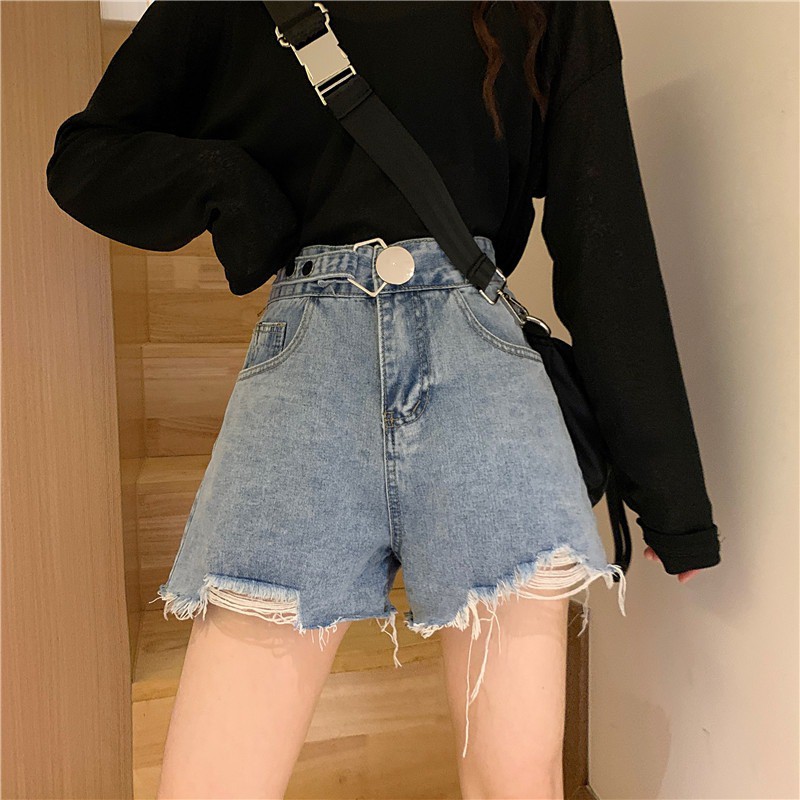 Quần Short Jean Nữ Cạp Cao Kèm Ảnh Thật