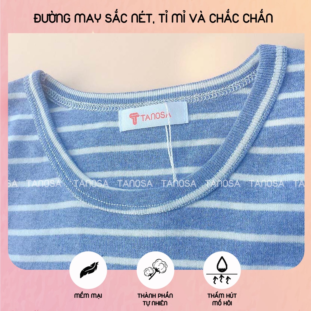 Váy cho bé gái TANOSA kẻ màu sắc chất thun cotton thoáng mát