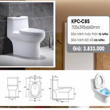 Bồn cầu 1 khối cao cấp keli C85,  xả xoáy, nắp êm, men chống bám bẩn - bảo hành 10 năm