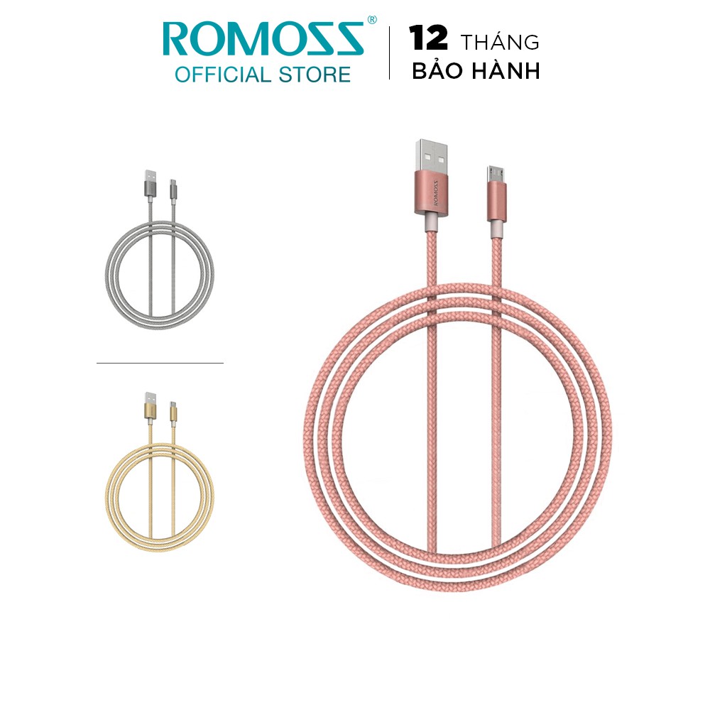 Cáp sạc nhanh micro USB bọc Nylon Romoss dài 1m (H) - Hãng phân phối chính thức