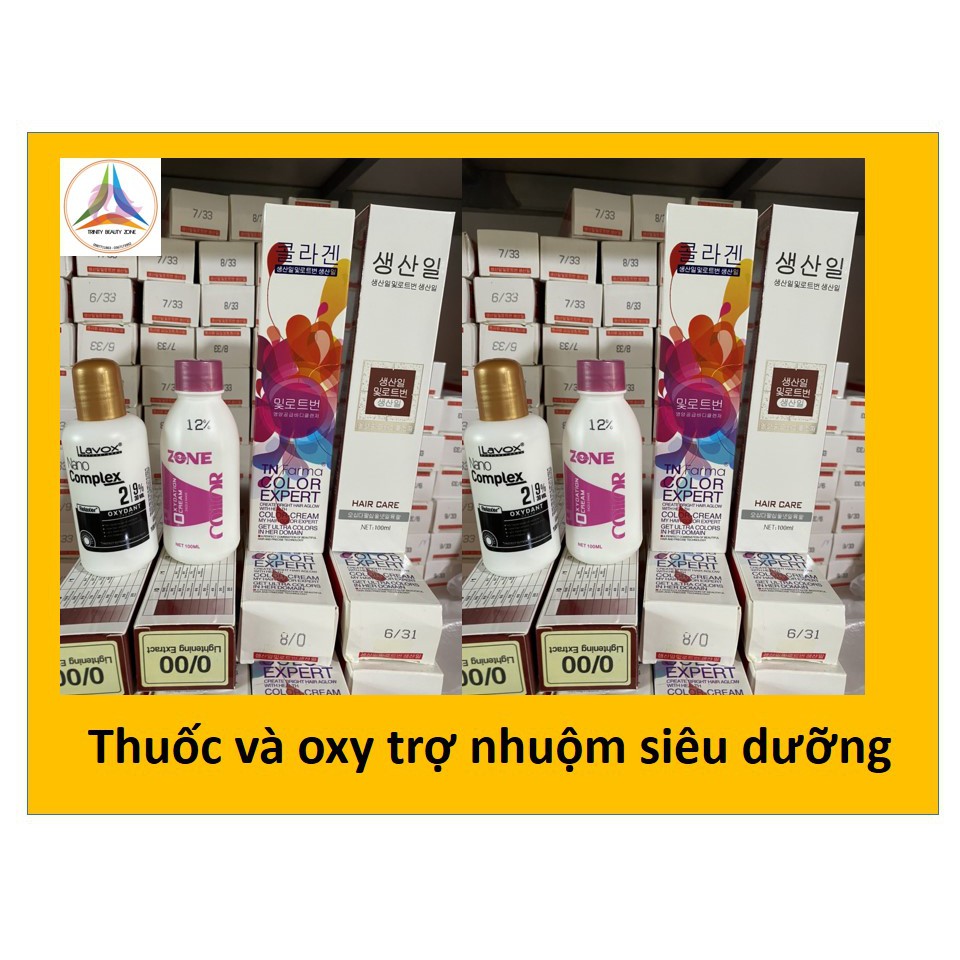 Thuốc nhuộm tóc hàn màu tím khói tặng kèm oxy trợ nhuộm và gang tay