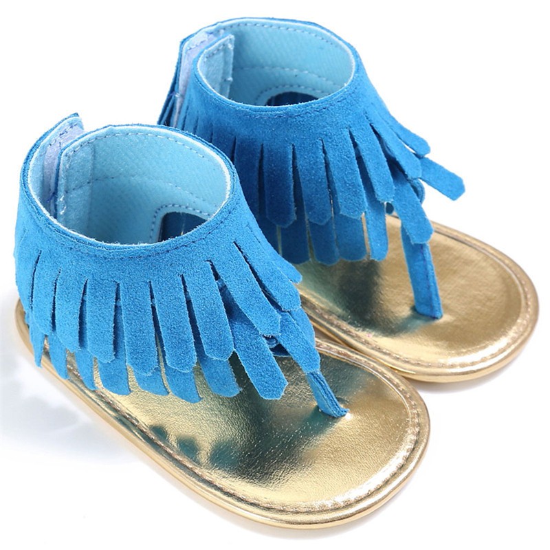 Thời Trang Sandal Tua Rua Đế Mềm Cho Bé Gái