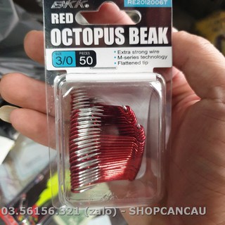 Lưỡi Câu Cá BKK Màu Đỏ Octopus Beak Size 2 Hộp 50 Chuyên Cá Tra Chẻm