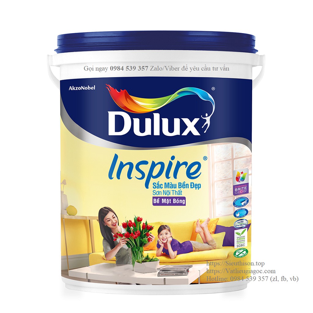 [FREESHIP]+[GIÁ SỈ] Sơn nước nội thất cao cấp DULUX INSPIRE Bề mặt bóng - 39AB - 5 lít (màu pha)