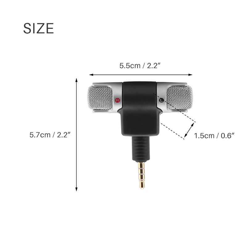 Micro Mini Basspal Giắc Cắm 3.5mm Âm Thanh Nổi Cho Điện Thoại Di Động Thông Minh Dùng Thu Âm Studio/Phỏng Vấn/Làm Vlog