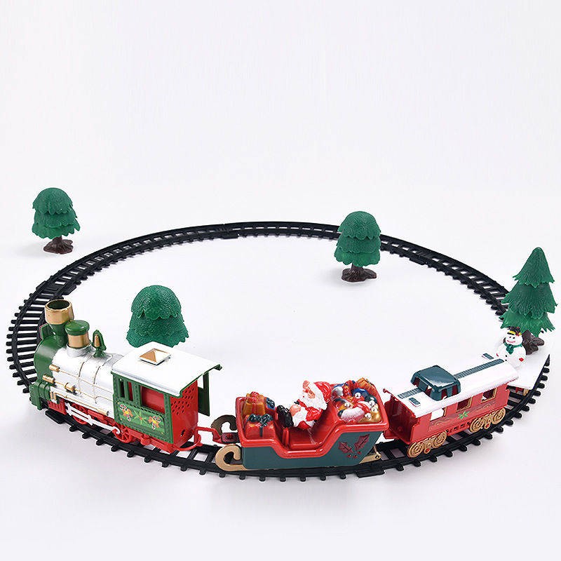 Christmas Electric Rail Train Train Children's Cha mẹ-con Tương tác Đồ chơi Ánh sáng Âm nhạc Xe lửa Tự làm Bộ theo dõi