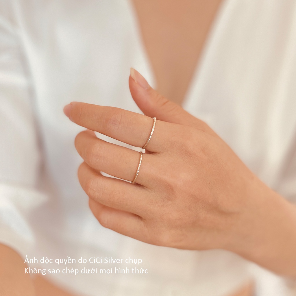 Nhẫn bạc trơn mảnh cắt quả trám CiCi Silver, nhẫn bạc 925 đơn giản, nhẫn basic, hiện đại, cá tính, nữ tính