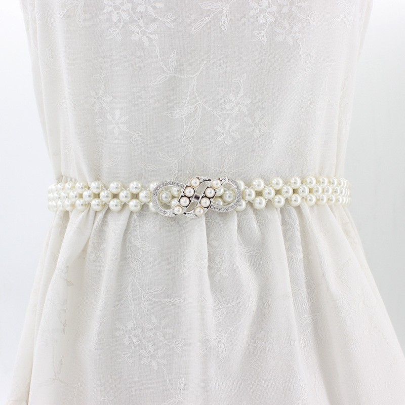 Thắt lưng chuỗi 3 hạt khóa xoắn đính ngọc và kim cương TTL167