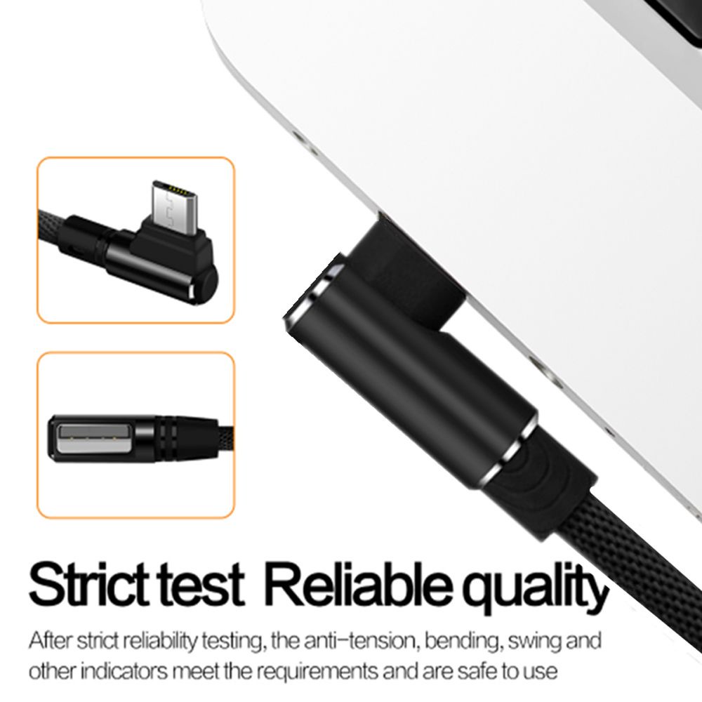Dây cáp sạc nhanh USB Type C hình chữ L bằng nylon dài 1M 2M 3M 2.4A