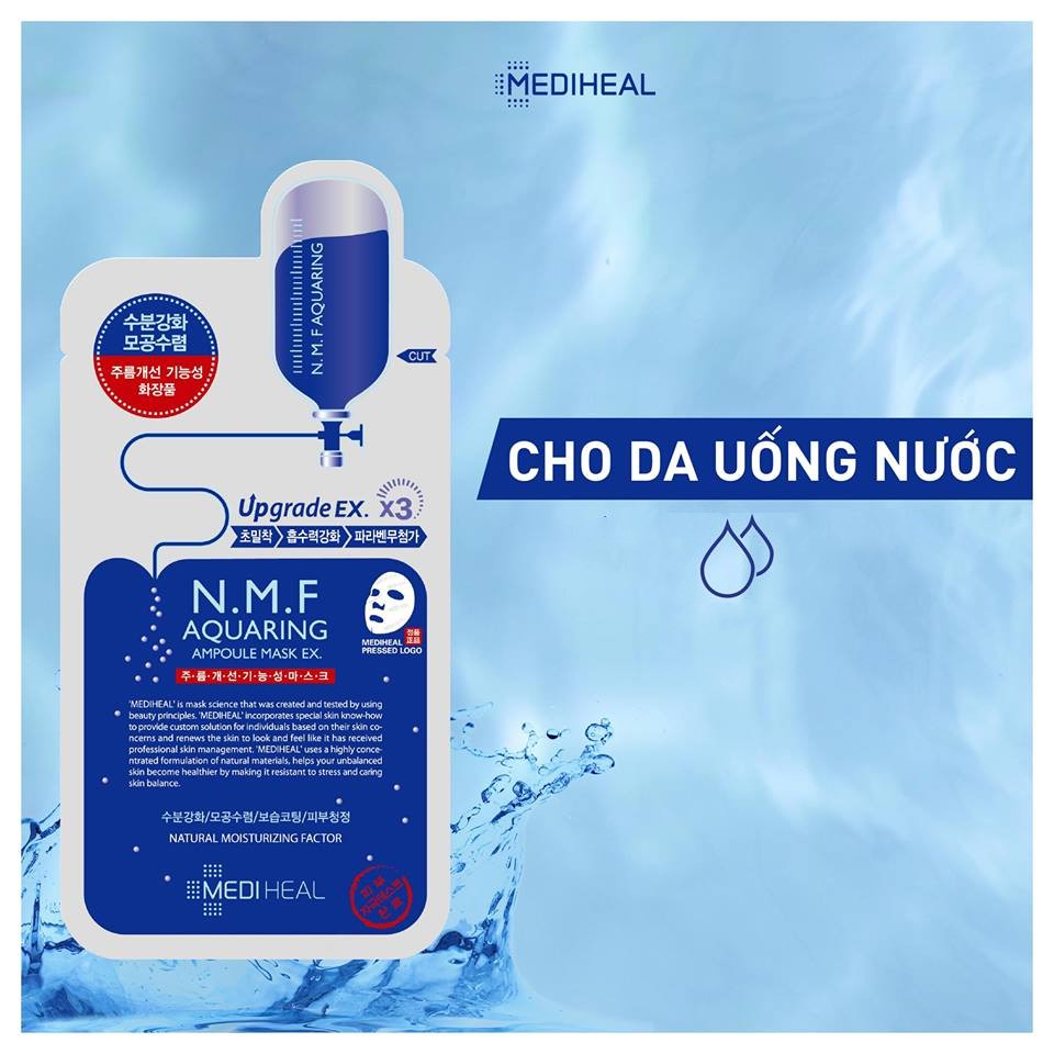 Mặt Nạ Mediheal N.M.F Cấp Ẩm, Kiềm Dầu, Se Khít Lỗ Chân Lông Aquaring Ampoule Mask 25ml