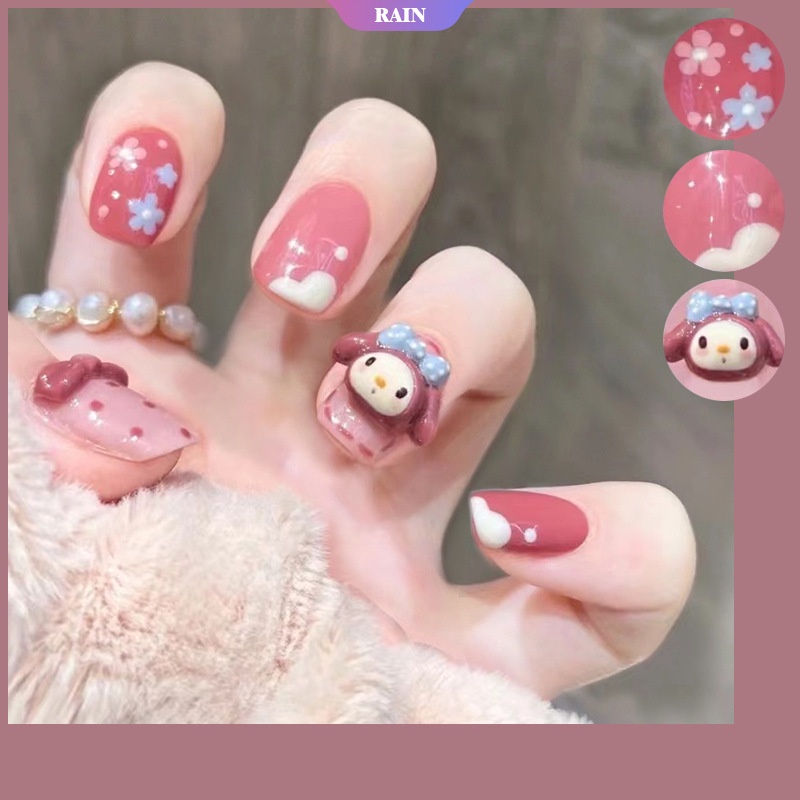 Bộ 24 Móng Tay Giả Họa Tiết Melody Chống Thấm Nước Có Thể Tháo Rời Tiện Lợi
