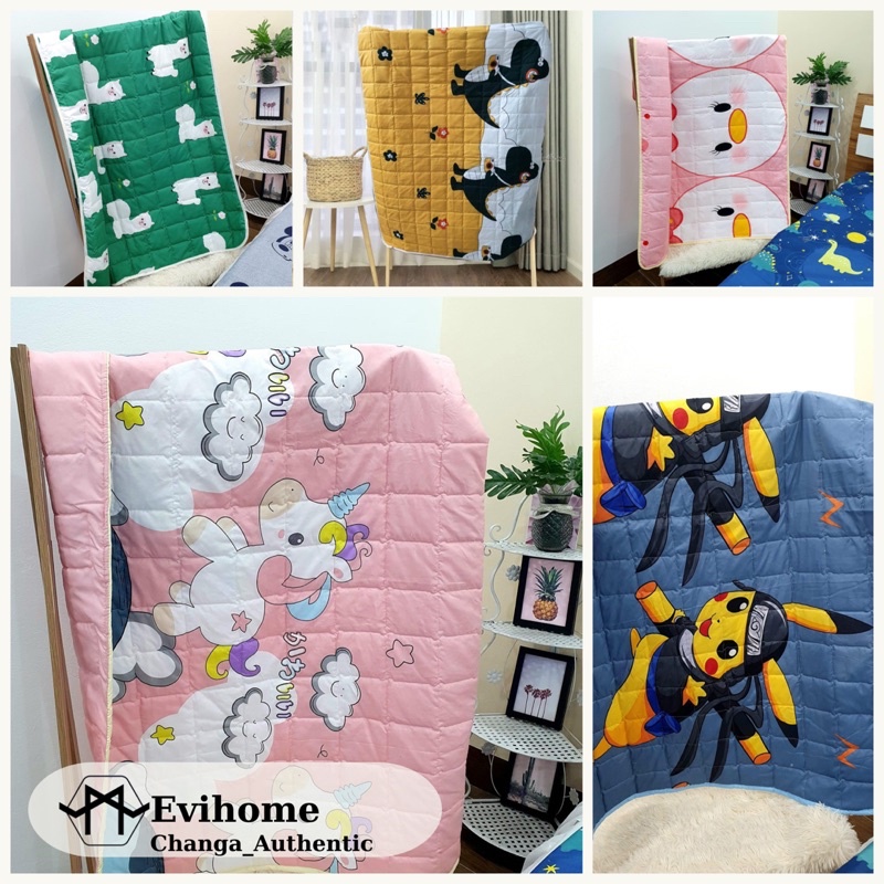 Chăn hè cho bé chất liệu cotton poly trần bông ba lớp siêu nhẹ, gấp gọn khi không sử dụng