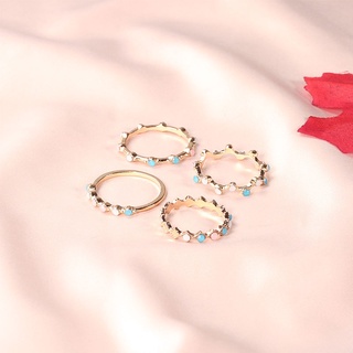 Set 4 Nhẫn Đính Đá Opal Nhiều Màu Sắc