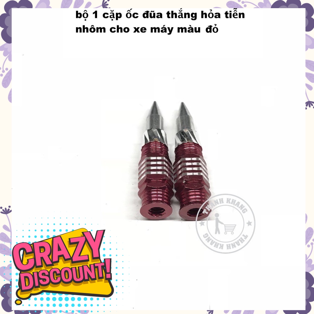 Bộ 1 cặp ốc đũa thắng hỏa tiễn nhôm, gắn mọi loại xe máy..màu đỏ thanh khang 006001275