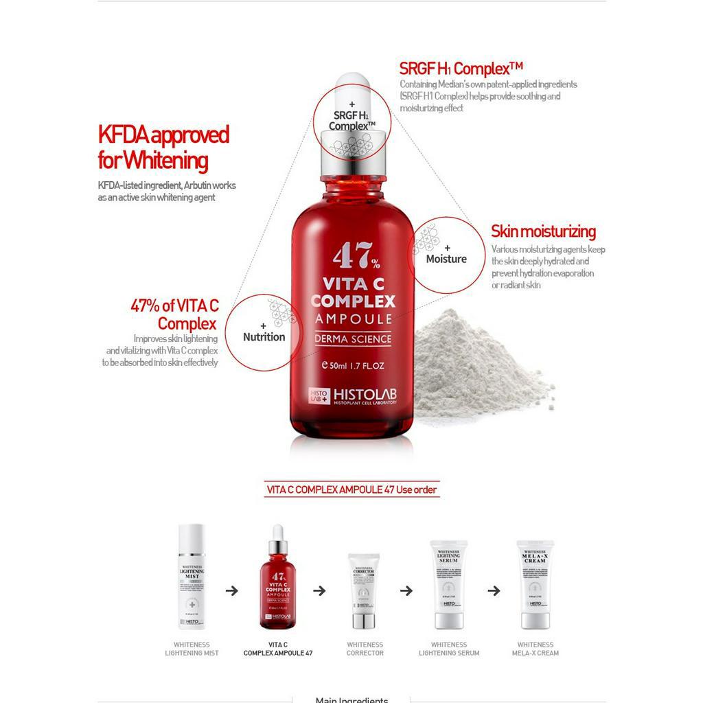 Serum Tinh Chất Làm Sáng Da HISTOLAB Vita C Complex Ampoule 47% - Giúp Tăng Sản Sinh Collagen, Giúp Da Căng Mượt