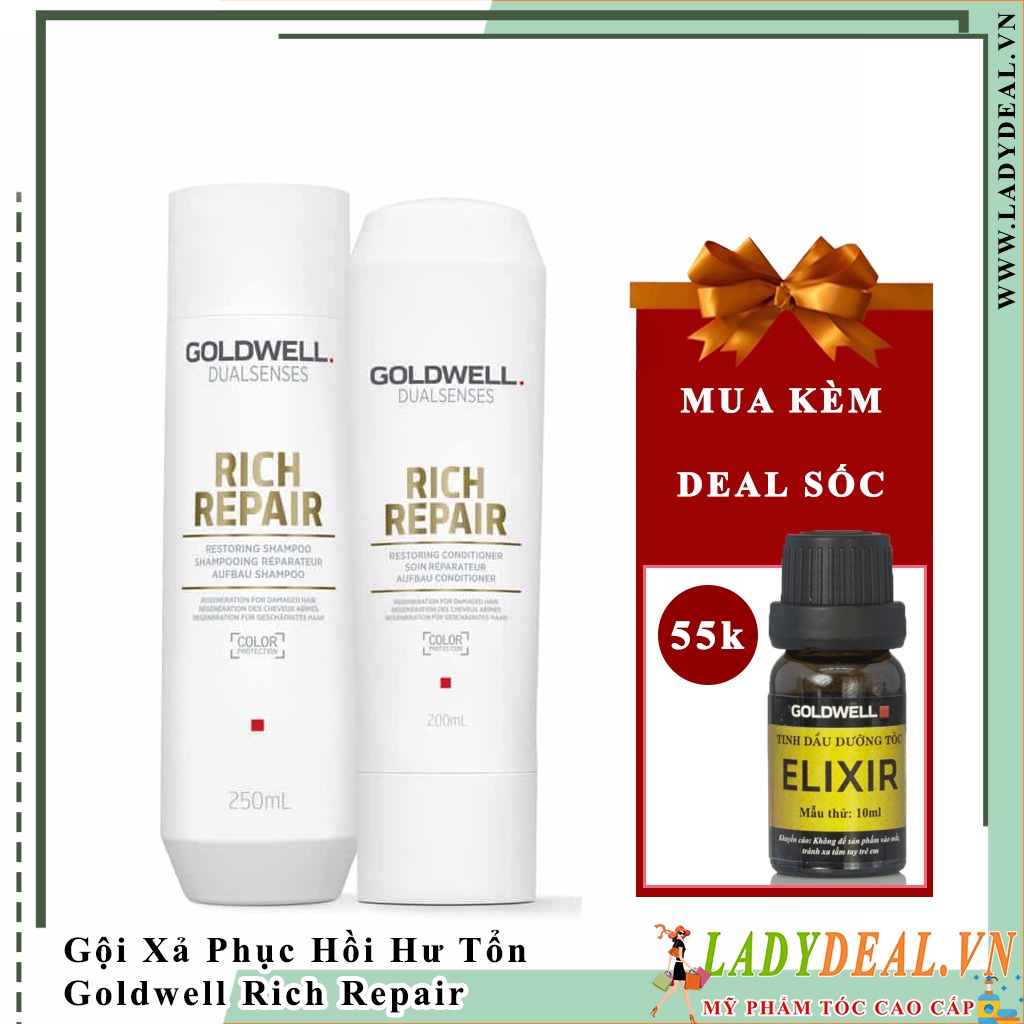 Gội Xả Goldwell rich repair phục hồi tóc hư tổn 200ml + 250ml
