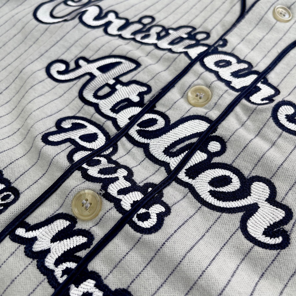Áo DlOR Ivory Pinstriped 'Dior Atelier' Baseball Jersey