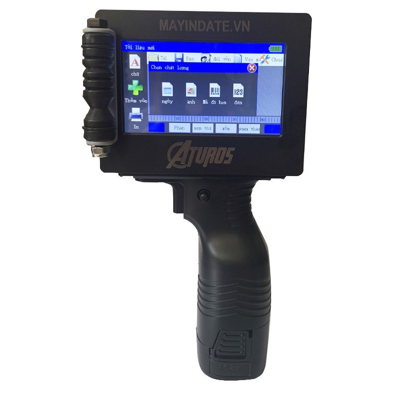 Máy in date cầm tay thông minh 12.7mm Aturos N4 (In logo, mã vạch, in date,... có tiếng Việt, mực HP)