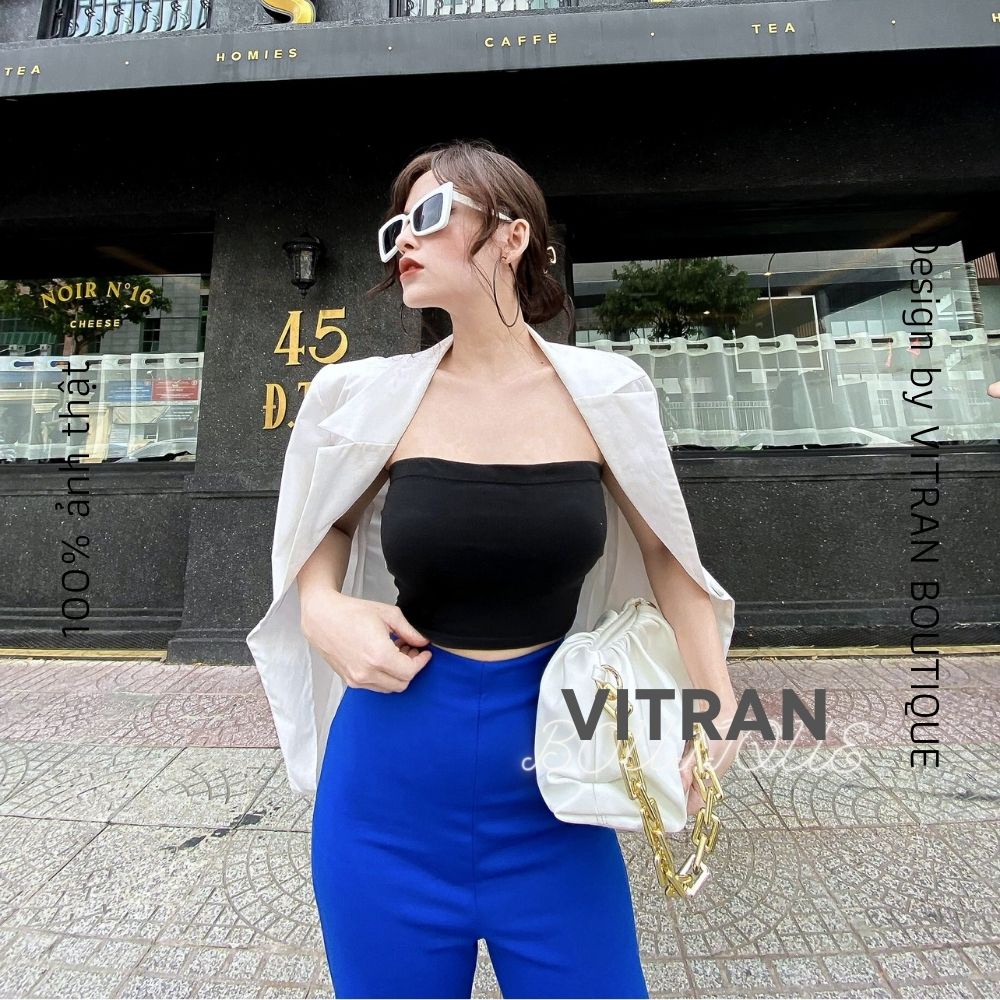 Quần óng suông lưng cao liền cạp