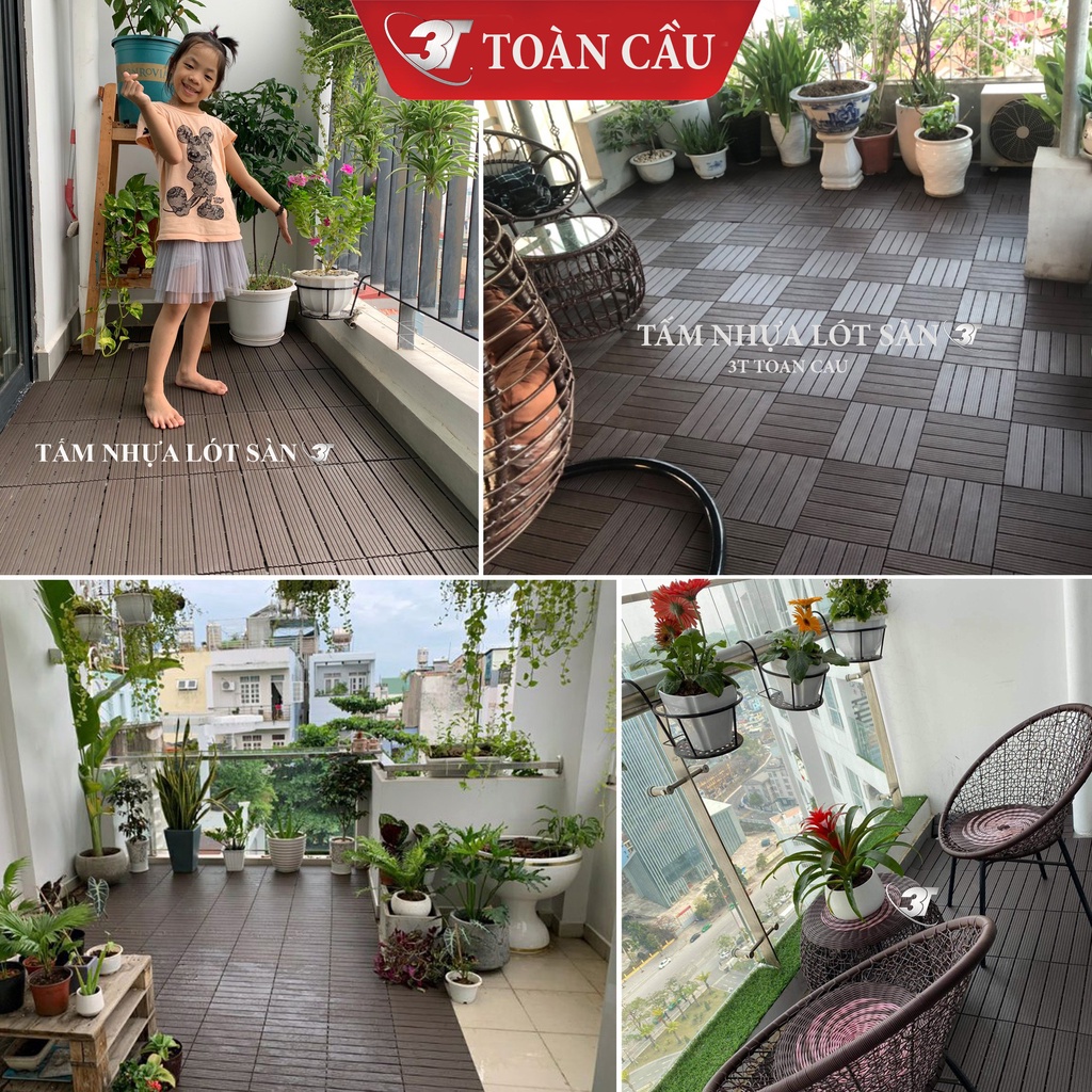 11 Tấm lót sàn nhựa ban 3T-Eco cao cấp - Vỉ nhựa lót sàn ban công, nhà tắm; trang trí sân vườn, sân thượng