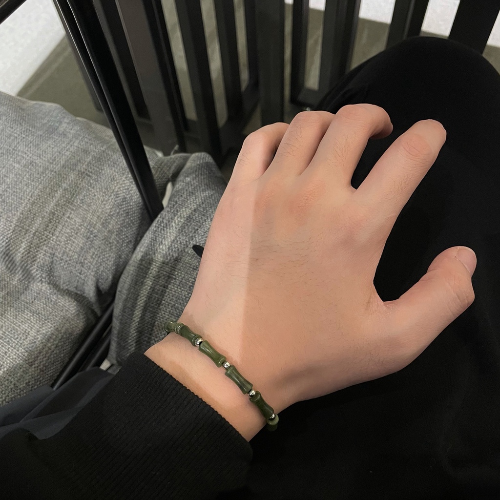 Vòng tay nam và nữ DEOJI . Trúc cát tường may mắn, ngọc trúc kết hợp hạt Titan