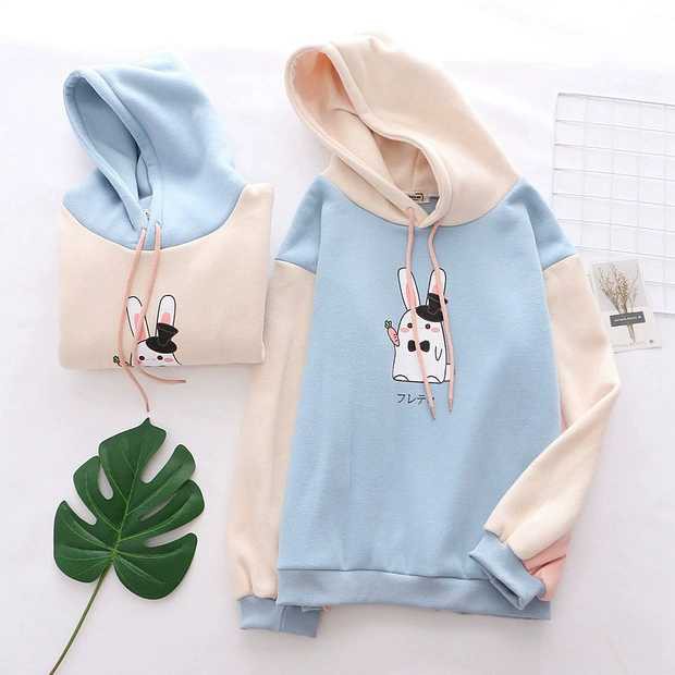 Áo Khoác Hoodie Nỉ Thời Trang Nữ In Hình Thỏ Cầm Củ Cải❤️FREESHIP❤️ | BigBuy360 - bigbuy360.vn