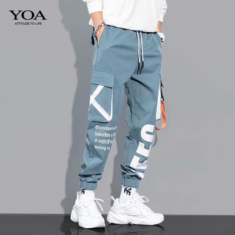 Quần jogger ống rộng in chữ có 2 màu size S-3XL thời trang cho nam