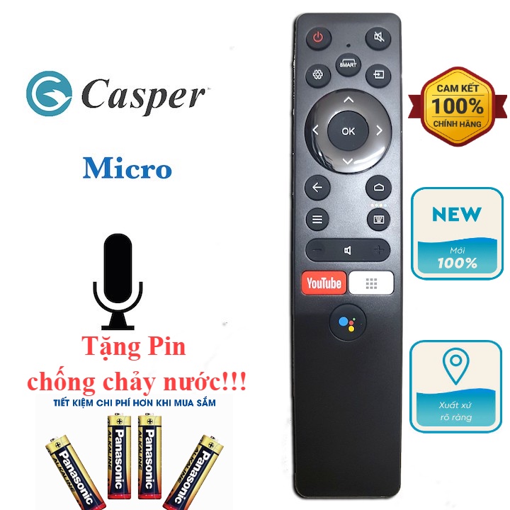 Điều khiển tivi Casper giọng nói - Remote tivi Casper giọng nói - Điều khiển tivi Casper có voice bảo hành 1 đổi 1
