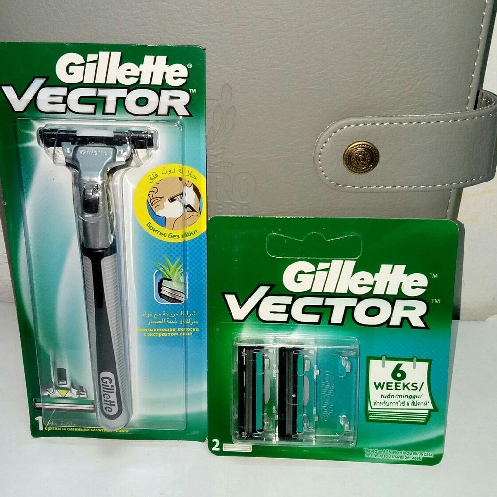 lưỡi cạo râu Gillette Vector lưỡi bôi trơn 1 vỉ có 2 cái