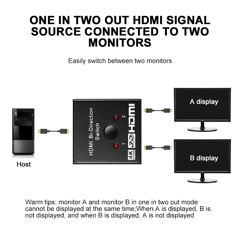 Dây cáp Hdmi 4K Hdmi 1 đầu vào-2 đầu ra 2 đầu cho Laptop Dvd | BigBuy360 - bigbuy360.vn