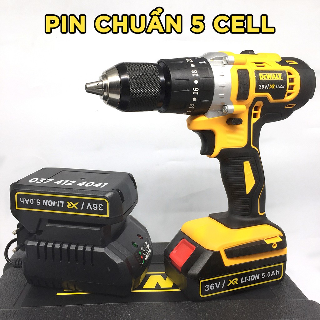 [TẶNG MŨI KHOAN] Máy khoan BÚA dùng pin DeWALT 36V - Động cơ 775 - 2 pin 5 cell - 5000mAh KHOAN TƯỜNG - KHOAN BÚA