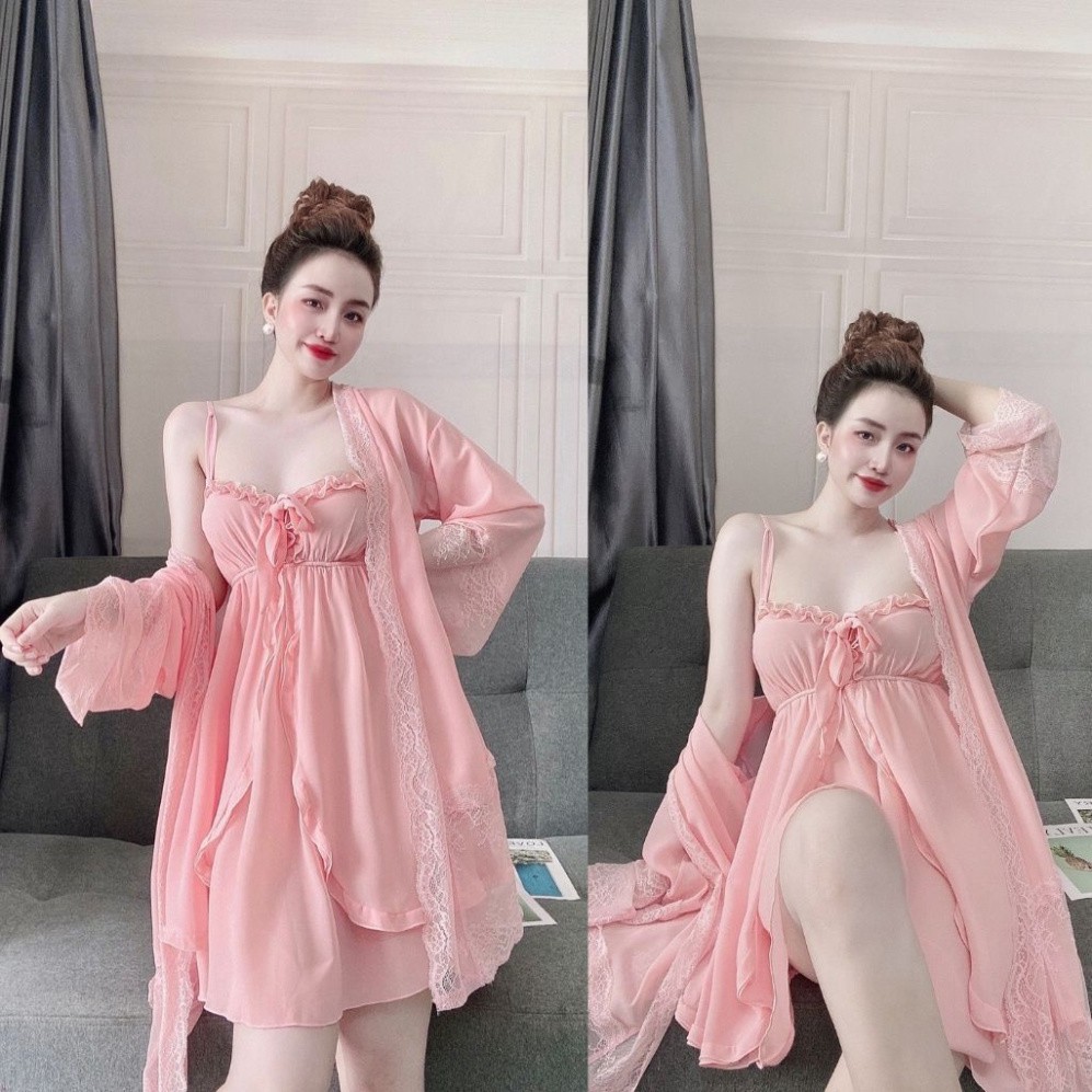 Váy ngủ áo choàng ❣️FREE SHIP❣️ Đầm ngủ sexy lụa Satin Chất Siêu Mát Dáng Siêu Xinh | BigBuy360 - bigbuy360.vn