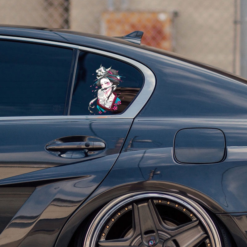1 Miếng Dán Phản Quang Họa Tiết Geisha Nhật Bản Trang Trí Cửa Sổ Xe Hơi / Xe Máy