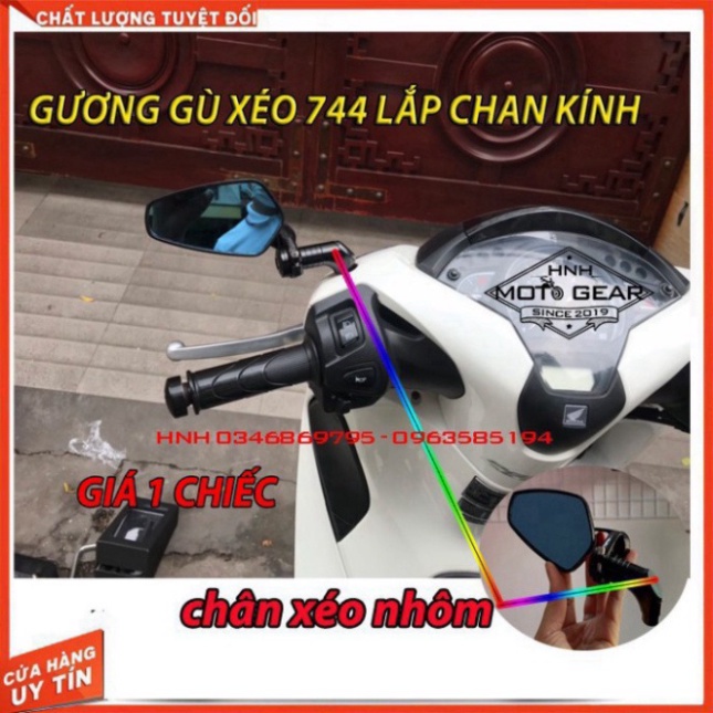 Gương Gù Chân Xéo Kiểu 744 Lắp Chân Gương Cho Xe Máy