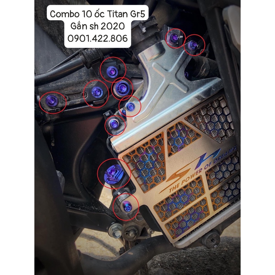 Combo 10 ốc titan gr5 gắn cho sh 2020 như hình khoanh đỏ