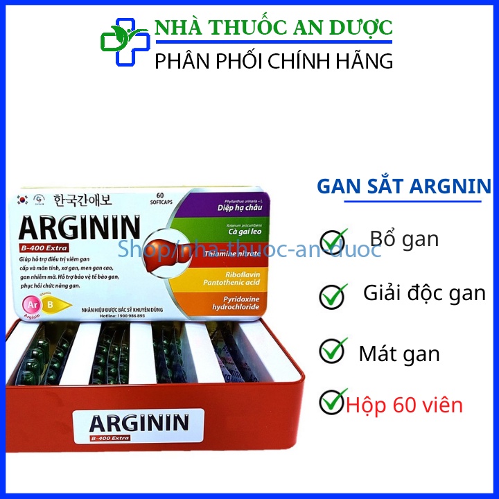 Bổ gan Arginine B - 400 mát gan, giải độc gan, tăng cường chức năng gan - Hộp 60 viên