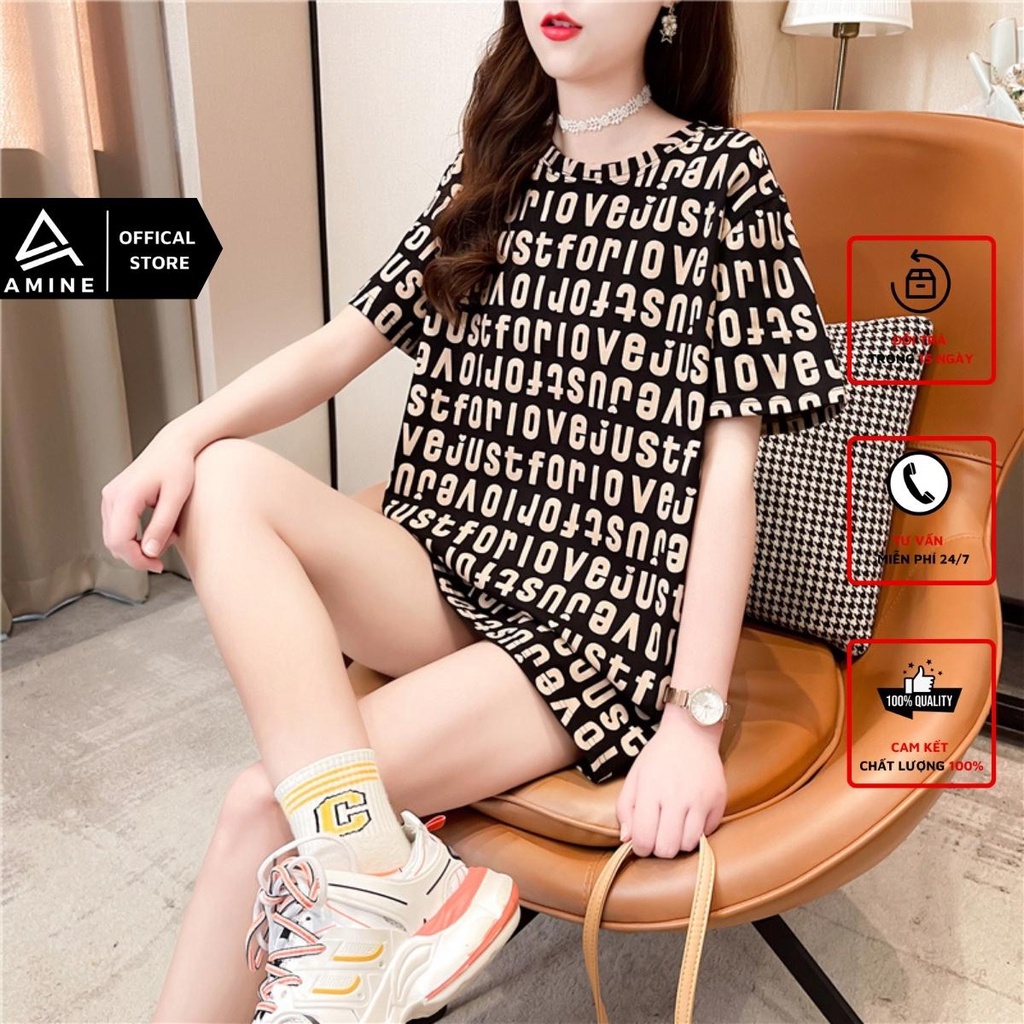 Áo phông nữ, Áo thun nữ Form rộng giấu quần họa tiết chữ đẹp B13
