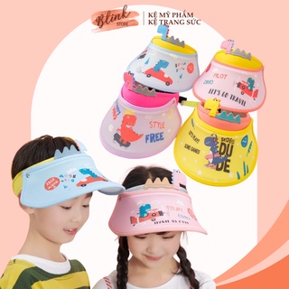 Mũ nón rộng vành trẻ em gấp gọn, điều chỉnh được độ rộng (45-56cm) cho trẻ từ 2 đến 12 tuổi in hình khủng long dễ thương