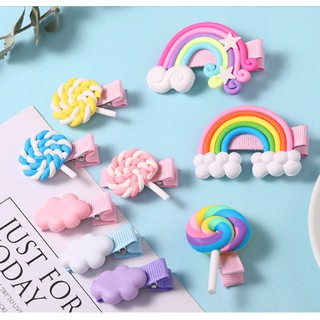Bộ 3 kẹp tóc hình cầu vồng thiết kế xinh xắn cho bé gái