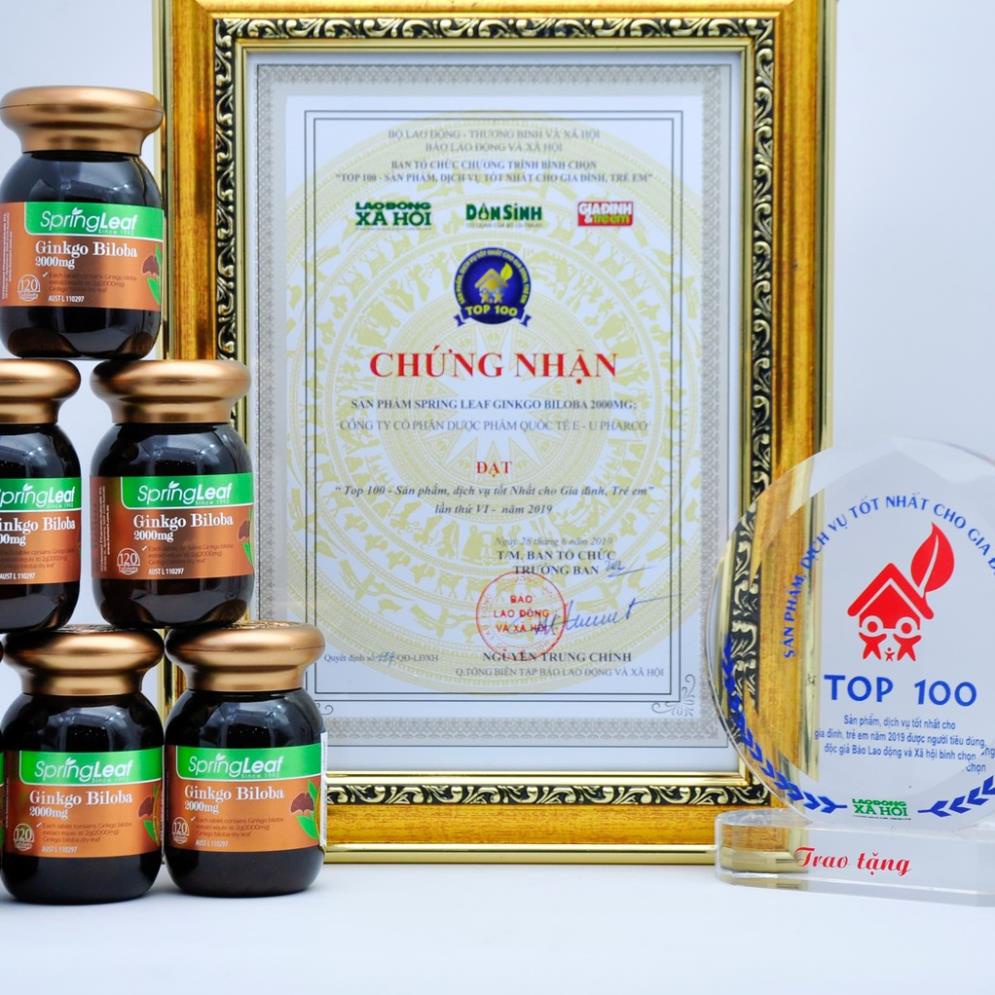 (Hàng nhập) Spring Leaf Ginkgo Biloba – Hỗ trợ hoạt huyết dưỡng não (Lọ 100 viên)