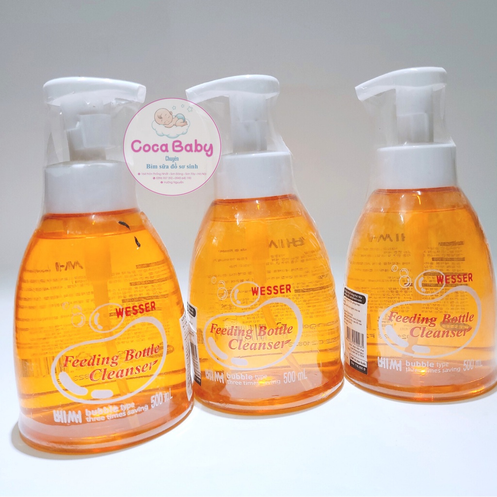 Nước rửa bình sữa Wesser giúp vệ sinh bình sữa dễ dàng an toàn cho bé sử dụng dung tích 500ml nhập khẩu Hàn Quốc