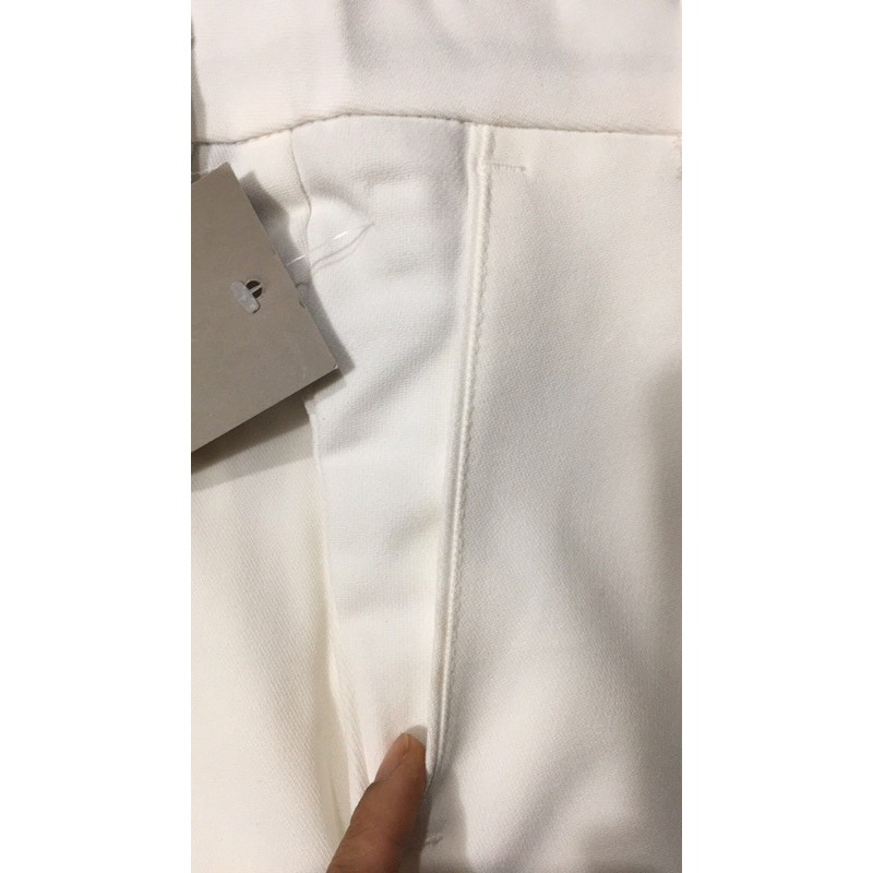 Quần tây âu nam màu trắng vải dày co giãn không bai màu không xù ống côn dáng Hàn Quốc | BigBuy360 - bigbuy360.vn